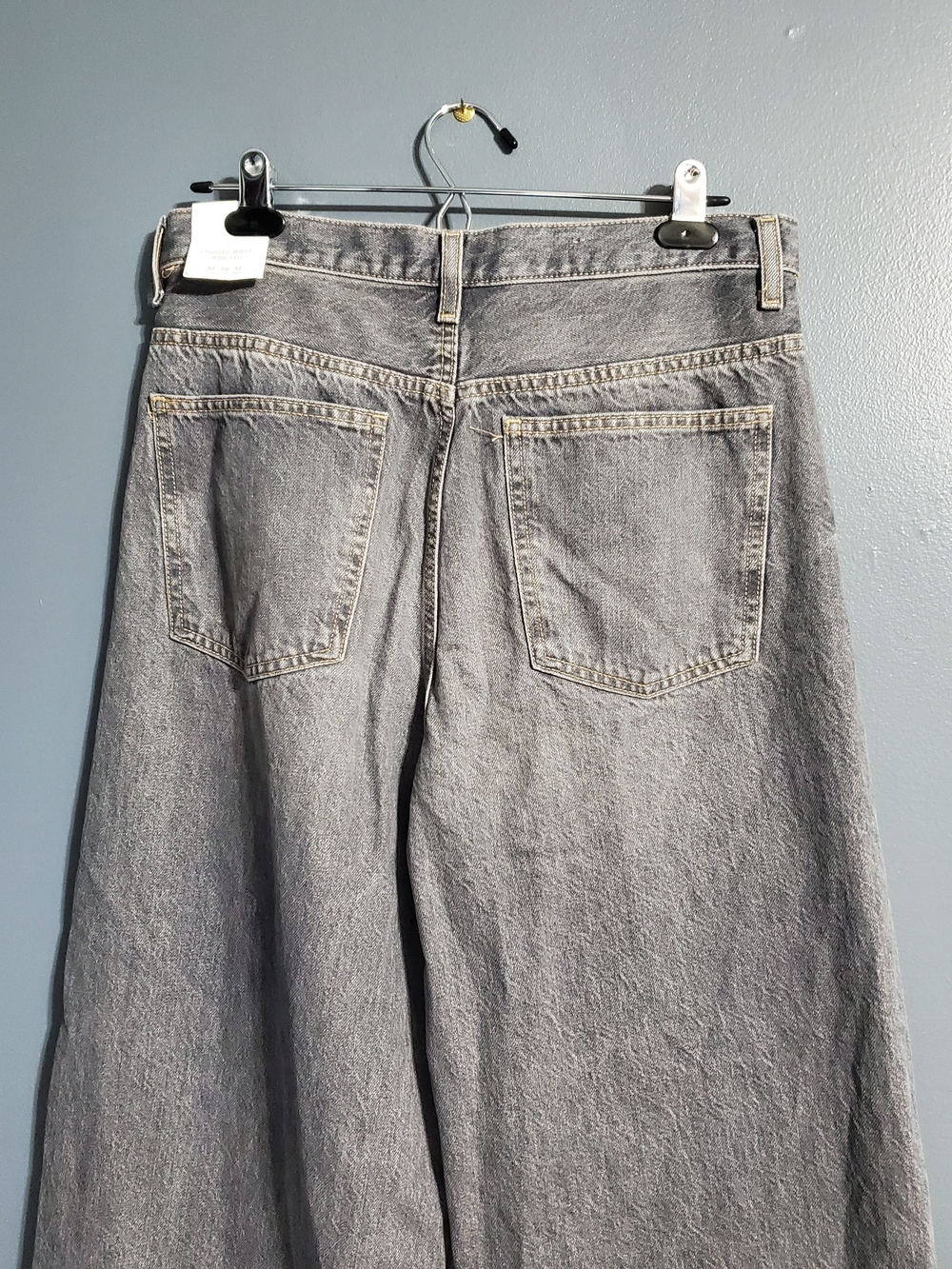 NWT Zara Light Gray Crossed Waist Wide Leg Jeans Women's Size 10 - Picture 7 of 10